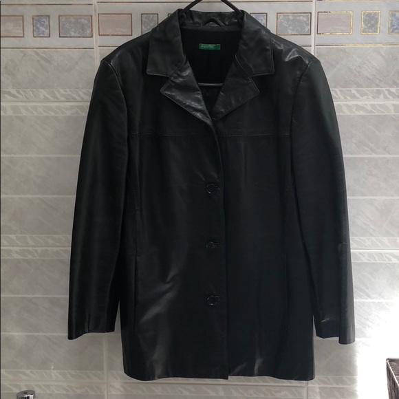 Benetton Genuine Leather Jacket - Picture 3 of 6